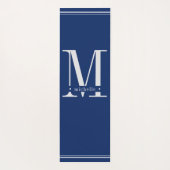 Minimal Navy Blue & White Monogram Yogamatte (Rückseite)