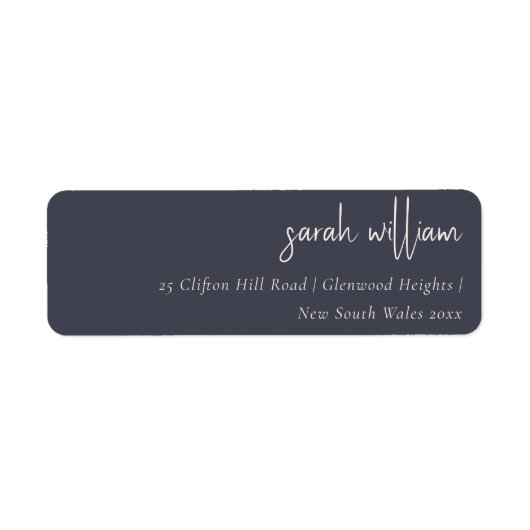 Minimal Navy Blush Black Script Typografy Address (Vorne)