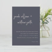 Minimal Navy Blush Black Script Vow Erneuerung Einladung (Stehend Vorderseite)