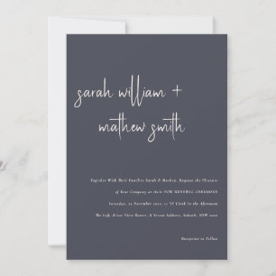 Minimal Navy Blush Black Script Vow Erneuerung Einladung