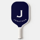 Minimal Navy Classic Monogram Pickleball Schläger (Rückseite)
