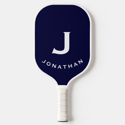 Minimal Navy Classic Monogram Pickleball Schläger (Vorderseite)