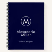 Minimal Navy Elegant Monogram Notizblock (Vorderseite)