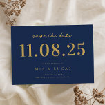 Minimal Navy Gold Chic Hochzeitstag außerhalb des  Save The Date<br><div class="desc">Personalisieren Sie diese minimale schicke Design Hochzeit speichern Sie das Datum mit allen Ihren Details.</div>