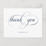 Minimal Navy Kalligrafie Script Hochzeit Vielen Da Postkarte<br><div class="desc">Modernes und elegantes Design bedruckt Minimal Navy Blue Calligraphy Script Wedding Dankeschön Postcard,  die mit Ihrem Text angepasst werden kann. Bitte klicken Sie auf den Button "Anpassen" und verwenden Sie unser Designwerkzeug,  um diese Vorlage zu ändern. Karo im Grafikdesign-Store für andere Produkte,  die diesem Design entsprechen!</div>