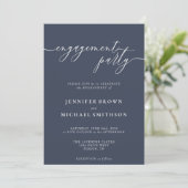 Minimal Navy Moderne Engagement Party Einladung (Stehend Vorderseite)