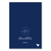 Minimal Navy Monogram Chicken Meal Platzkarten Tischnummer (Vorderseite)