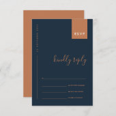 MINIMAL NAVY RUST ORANGE TYPOGRAPHY WEDY RSVP BEGLEITKARTE (Vorne/Hinten)