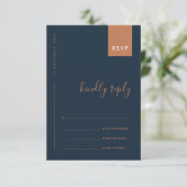 MINIMAL NAVY RUST ORANGE TYPOGRAPHY WEDY RSVP BEGLEITKARTE (Stehend Vorderseite)