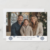 Minimal Navy Snowflake Akzentuieren Weihnachtsfest Feiertagskarte (Vorderseite)