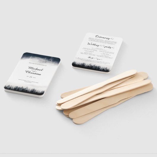 Minimal neblig Fichtenwald Naturhochzeit Fächer (Non-assembled)