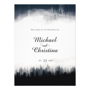 Minimal neblig Fichtenwald Naturhochzeit Fotodruck