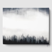 Minimal neblig Fichtenwald Naturhochzeit Gästebuch (Rückseite)