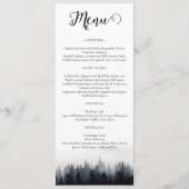 Minimal neblig Fichtenwald Naturhochzeit Menükarte (Vorderseite)