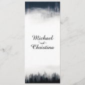 Minimal neblig Fichtenwald Naturhochzeit Menükarte (Rückseite)