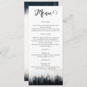 Minimal neblig Fichtenwald Naturhochzeit Menükarte (Vorne/Hinten)
