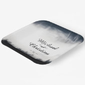 Minimal neblig Fichtenwald Naturhochzeit Pappteller (Gewinkelt)