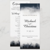 Minimal neblig Fichtenwald Naturhochzeit Programm (Vorne/Hinten)