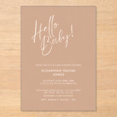 Minimal Neutral Baby Shower Acrylic Invitation Acryleinladungen (Vorderseite)