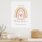 Minimal Neutral Boho Rainbow Baby Dusche Willkomme Poster (Küche)