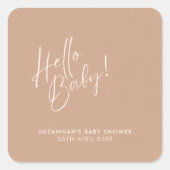 Minimal Neutral Modern Baby Shower Quadratischer Aufkleber (Vorderseite)