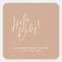 Minimal Neutral Modern Baby Shower Quadratischer Aufkleber