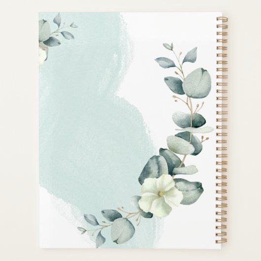 Minimal Neutral Sage Floral Customizable Planner Planer (Rückseite)