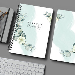 Minimal Neutral Sage Floral Customizable Planner Planer