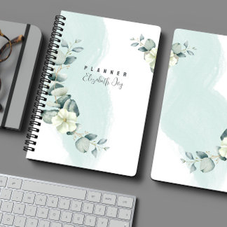 Minimal Neutral Sage Floral Customizable Planner Planer