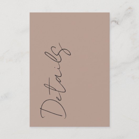 Minimal Neutral Typography Wedding Details Begleitkarte (Vorderseite)