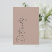 Minimal Neutral Typography Wedding Details Begleitkarte (Stehend Vorderseite)