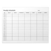 Minimal Neutral Weekly Schedule Notizblock (Vorderseite)