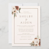 Minimal neutrale Beige Boho Floral Wedding Einladung (Vorderseite)
