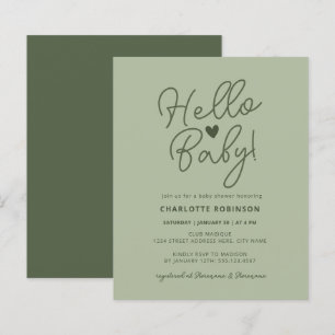 Minimal neutrale Hallo Baby Dusche Budget Einladun