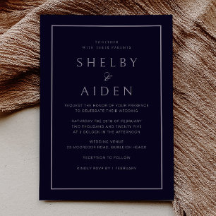 Minimal neutrale Marine Moderne Hochzeit Einladung