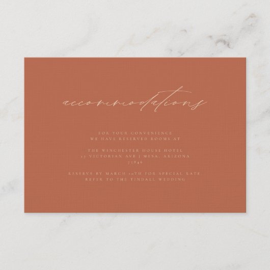 Minimal neutrale Sonnenuntergang-Rost-Hochzeiträum Begleitkarte (Vorderseite)