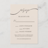 Minimal neutrale Taupe Moderne SkriptWedding RSVP Begleitkarte (Vorderseite)