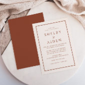 Minimal neutrale Terracotta Moderne Hochzeit Einladung