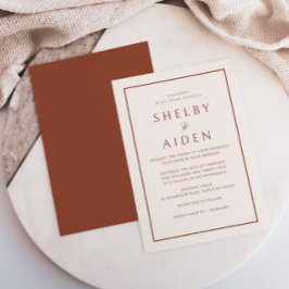 Minimal neutrale Terracotta Moderne Hochzeit Einladung
