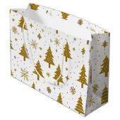 Minimal neutraler Weihnachtsbaum Große Geschenktüte (Rückseite Schrägansicht)