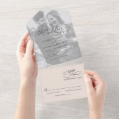 Minimal neutrales Boho Blush Foto Hochzeit All In One Einladung (Abreißen)