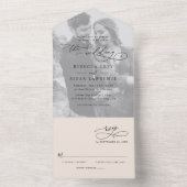 Minimal neutrales Boho Blush Foto Hochzeit All In One Einladung (Innen Boden)