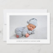 Minimal Newborn Announcement Einladung (Rückseite)