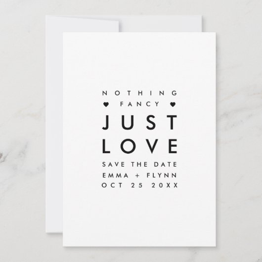 Minimal nichts Extravagant nur Liebe Save the Date (Vorderseite)