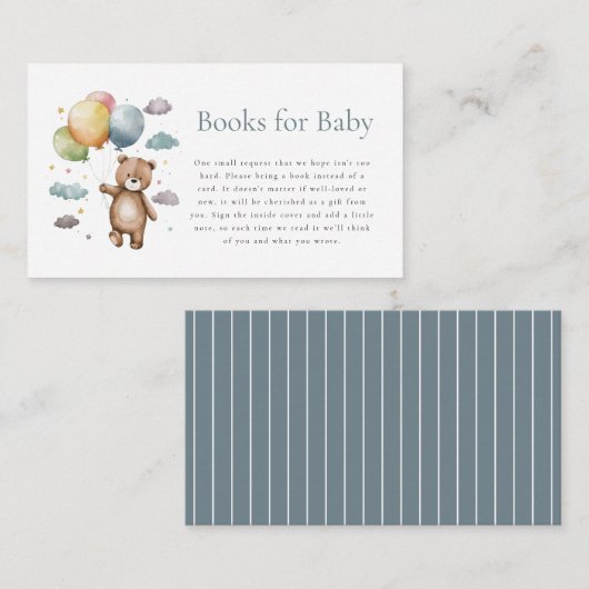 Minimal niedlich-blaue moderne Teddybärengehege Begleitkarte (Vorne/Hinten)