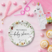 Minimal Niedlich Boho Wildblume Greenery Baby Dusc Pappteller (Party)