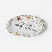 Minimal Niedlich Boho Wildblume Greenery Baby Dusc Pappteller (Schrägansicht)