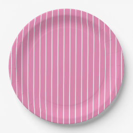 Minimal Niedlich Chic Pink und White Stripes Pappteller