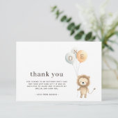 Minimal Niedlich Little Lion 3 Balloons Geburtstag Dankeskarte (Stehend Vorderseite)