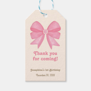 Minimal Niedlich Pink Bow Geburtstag Vielen Dank Geschenkanhänger